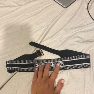 Stretchy navy belt. Embroidered Canvas Waisted Belt Dark Grey and Black